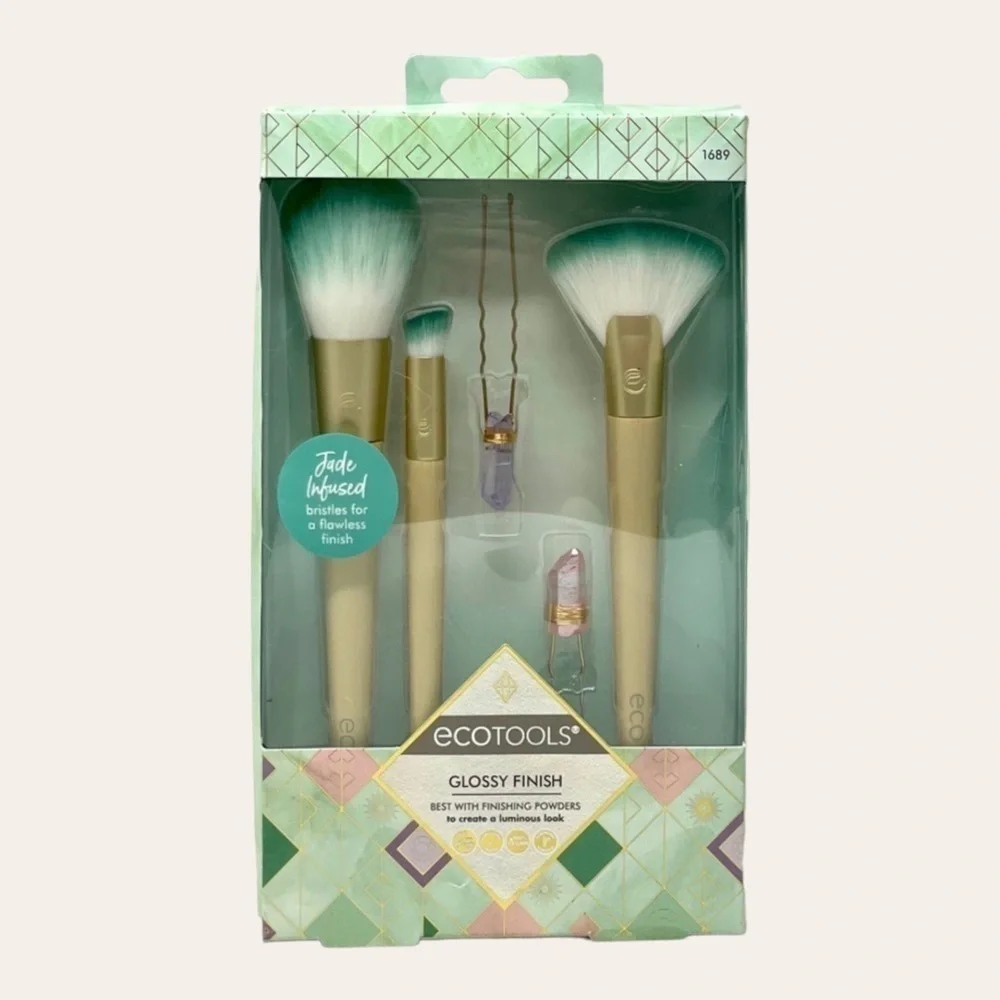 🌺 Ecotools Glossy Finish Jade Infused Brush Kit NEW